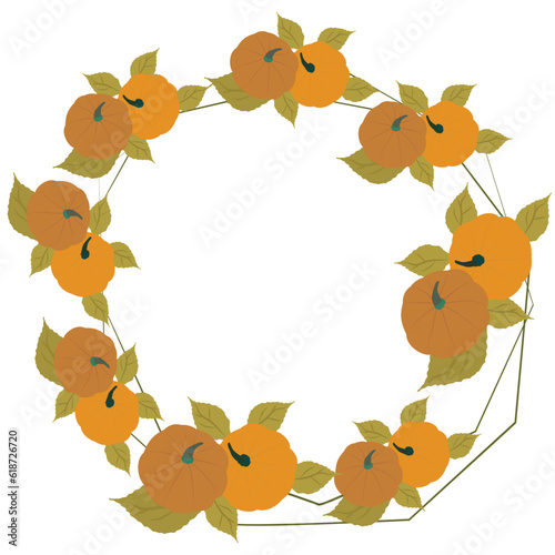 Autumn leaves and pumpkins wreath