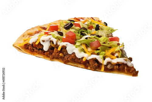 Taco Pizza Pizza Slice On Isolated Transparent Background, Png. Generative AI photo