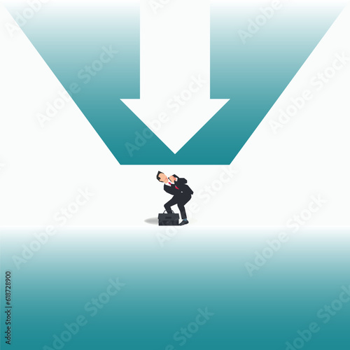 Businessman looking up, under pressure career or business concept vector photo