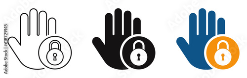  Restricted area flat line and filled icons