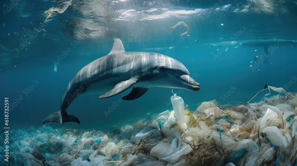 Fototapeta premium Plastic Pollution In Ocean