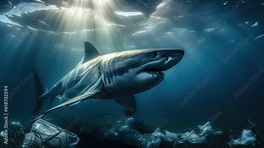 Fototapeta premium Plastic Pollution In Ocean