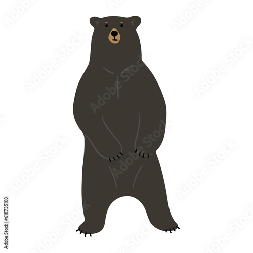 American Black Bear Single 30 cute on a white background  vector illustration. 