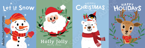 2024, animal, background, banner, bear, card, cartoon, celebration, character, cheerful, christmas, claus, comic, cute, december, decoration, deer, design, eve, fun, funny, gift, greeting, happiness, 