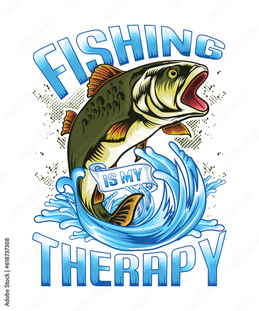fishing is my therapy graphic fishing t-shirt design.