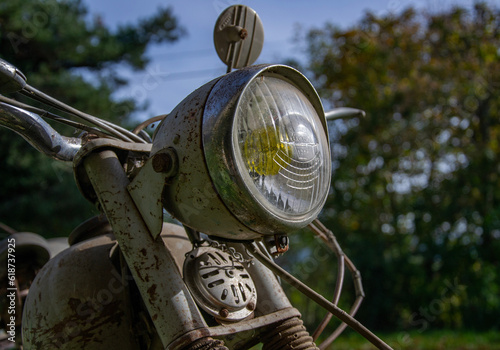 Headlight of an old moped