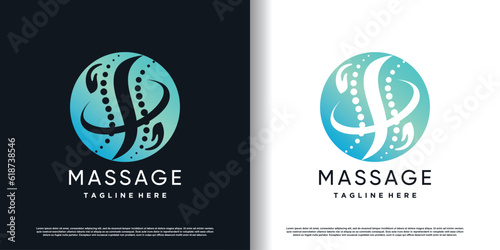 chiropractic logo design vector with creative  unique concept premium vector