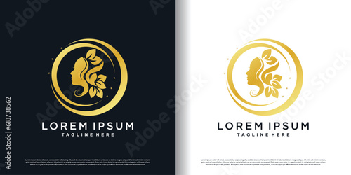 beauty women logo with creative unique concept premium vector