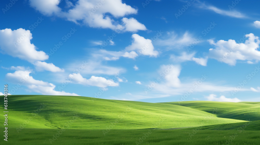 Fototapeta premium green field and blue sky xp alike