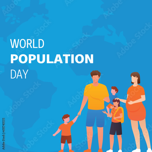 Free vector gradient world population day background with family and planet