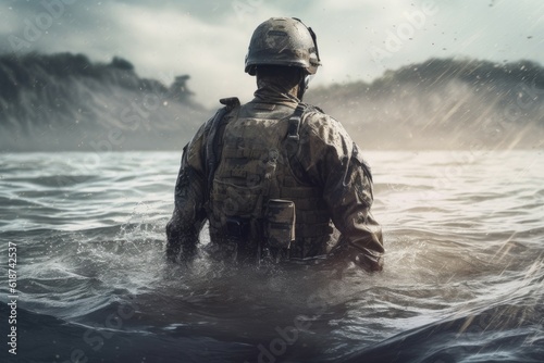 Soldier water river swat. Generate Ai