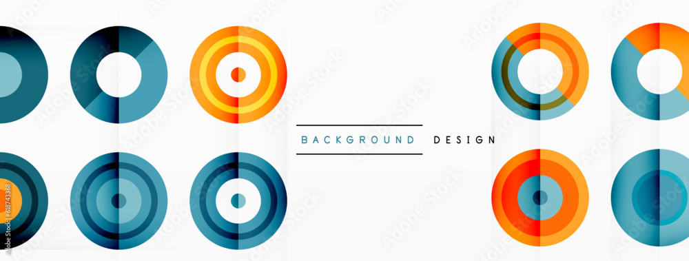 Abstract background with circle symmetric grid composition. Circle pattern creating sense of movement. Grid adds structure and balance to the composition, with equal spacing between each circle Abstract background with circle symmetric grid composition. Circle pattern creating sense of movement. Grid adds structure and balance to the composition, with equal spacing between each circle