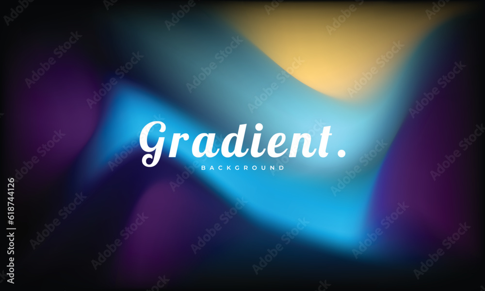 Colorful fluid and wavy gradient mesh background template copy space. Dynamic colour gradation flow backdrop design for poster, banner, landing page, magazine, cover, brochure, festival, or event.