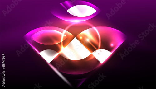 Abstract background vector neon glowing geometric elements. Hi-tech design for wallpaper, banner, background, landing page, wall art, invitation, prints, posters
