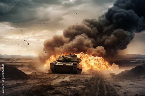Tank fire explosion. Generate Ai © nsit0108