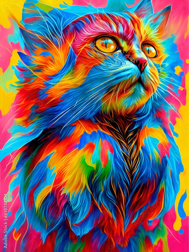 Obraz premium ANIMAL COLORFUL ABSTRACT ARTWORK - AI generated