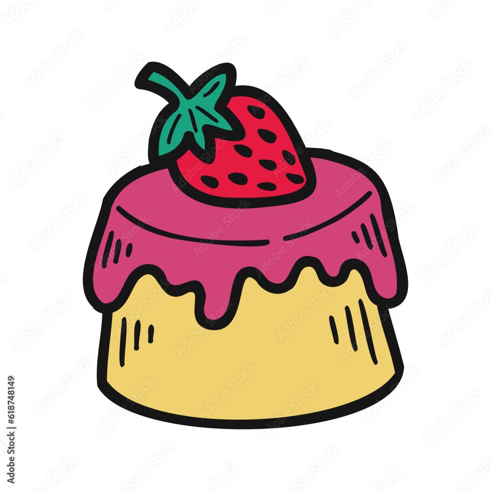 isolate bakery strawberry pudding vector isolate bakery strawberry pudding vector