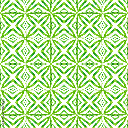 Medallion seamless pattern. Green graceful boho