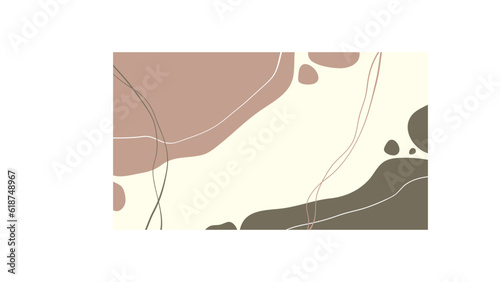 Abstract vector pastel brown and burgundy chaotic spots with lines.