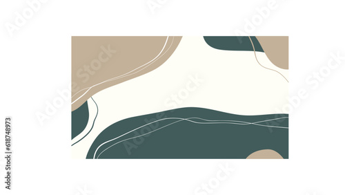 Abstract vector pastel beige and dark turquoise chaotic spots with lines.