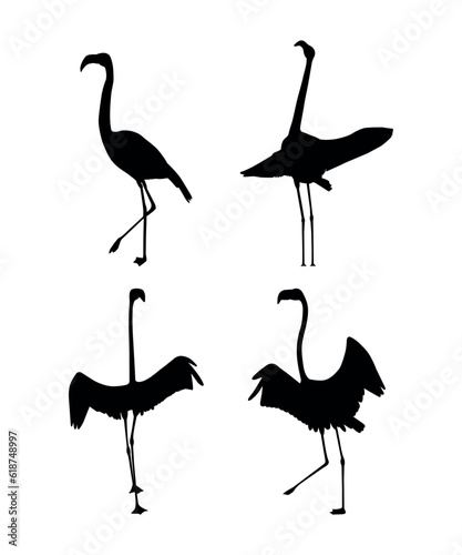 Vector flat flamingo silhouette isolated on white background