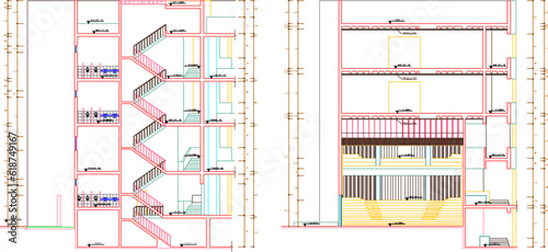 Vector sketch illustration of detailed architectural design of auditorium hall, music and dance performance hall