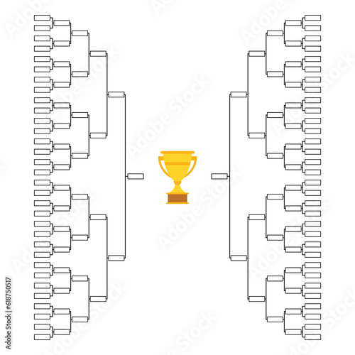 Set of Bracket sport tournament, blank elimination event sign, playoff match vector illustration