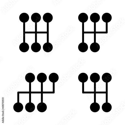 Set of Handle car manual shift lever icon, vehicle gear technology vector illustration equipment