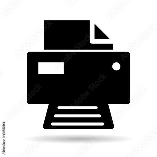 Printer document web shadow icon, printout machine technology flat sign vector illustration