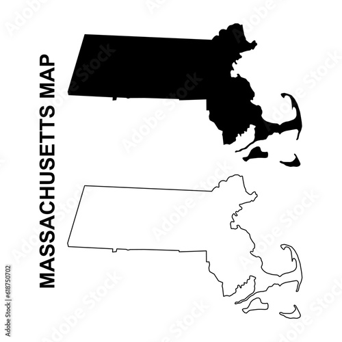 Set of Massachusetts map, united states of america. Flat concept icon vector illustration