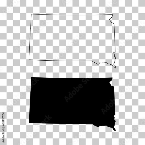 Set of South Dakota map shape, united states of america. Flat concept vector illustration