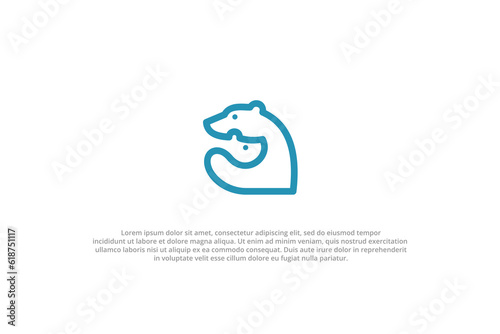 logo polar bear mom baby parenting hug line art