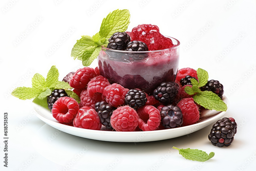 A artwork featuring a visually stunning composition of various juicy fruits, arranged in an enticing and mouthwatering display of colors and shapes in