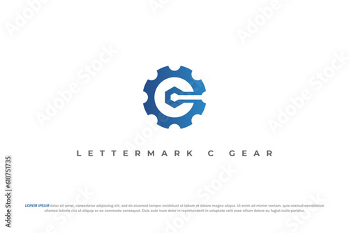 logo letter c gear machinery mechanic