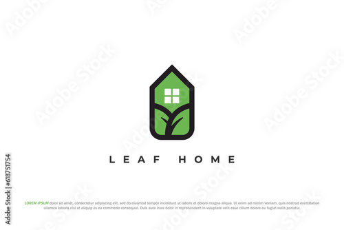 logo leaf green nature home estate