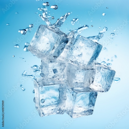 Icecubes background, ice cube texture, ice wallpaper It makes me feel fresh and feel good. In the summer, ice and cold drinks will make us feel relaxed, Made for beverage business. Generative AI © Charisia