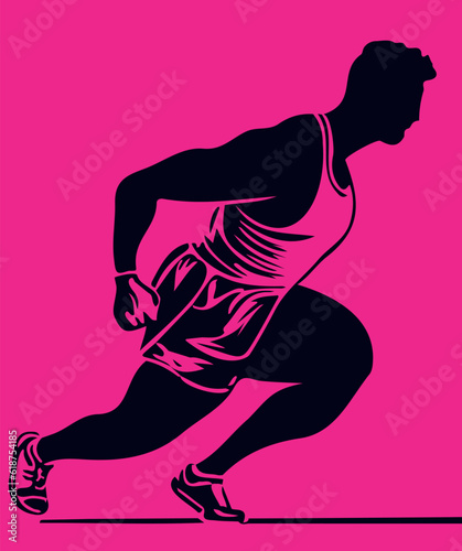 Fototapeta Naklejka Na Ścianę i Meble -  Silhouette of an athlete running in a race, representing the spirit of competition.