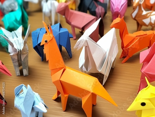 AI generated paper made origami horses