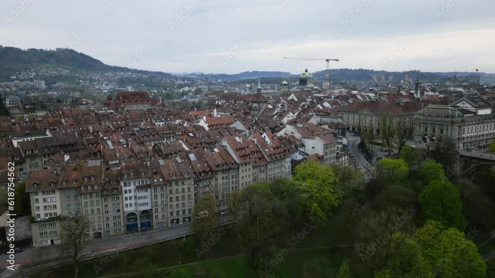 Drone view of buildings in Bern cityscape Drone view of buildings in Bern cityscape