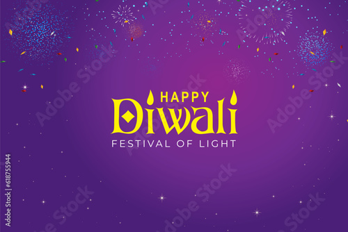 Luxury style of Happy Diwali realistic festival of lights. Happy Diwali text background