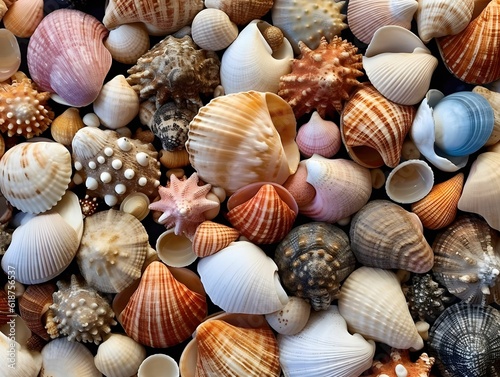 AI generated pile of shells and starfish
