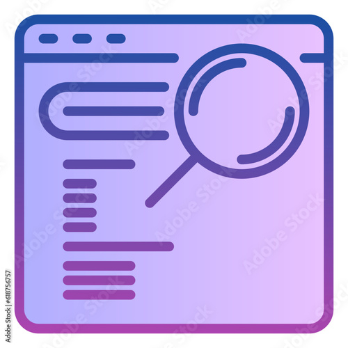 searching icon, flat outline gradient icon style