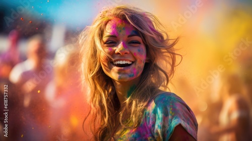  a vibrant photo of a beautiful young woman