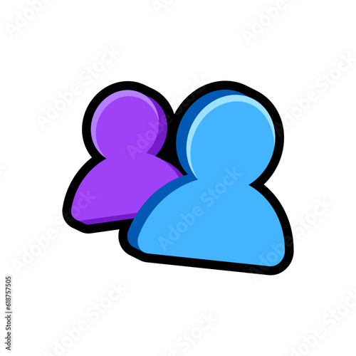 Isolated flat 3d persons icon for game, interface, sticker, app. The sign in a cartoon style for match 3, arcade, rpg. The sprite for craft element in hyper casual mobile game