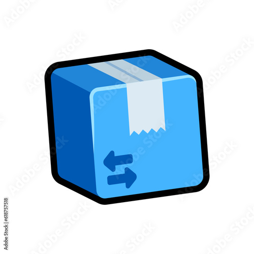 Isolated flat 3d box icon for game, interface, sticker, app. The sign in a cartoon style for match 3, arcade, rpg. The sprite for craft element in hyper casual mobile game