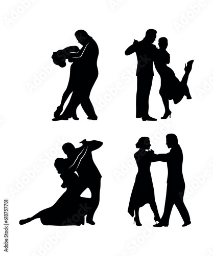 Dance people silhouette vector