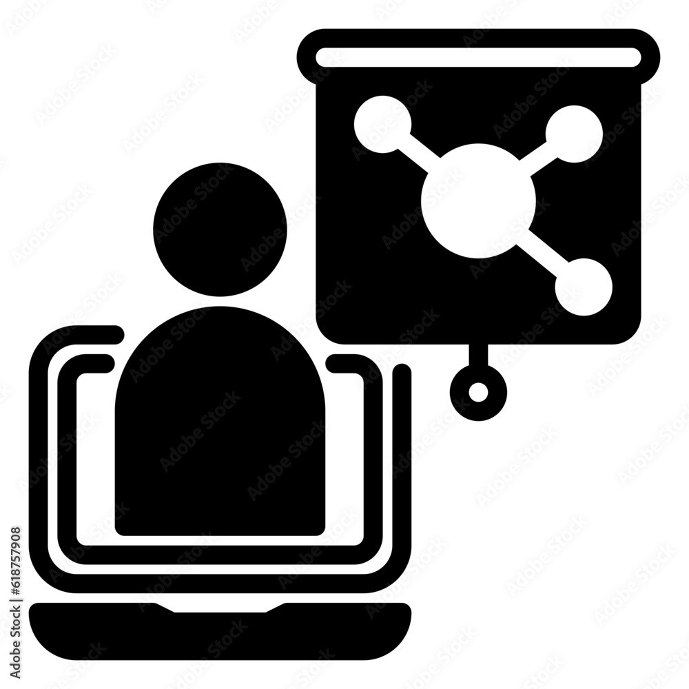 Online learning icon, glyph icon style Online learning icon, glyph icon style