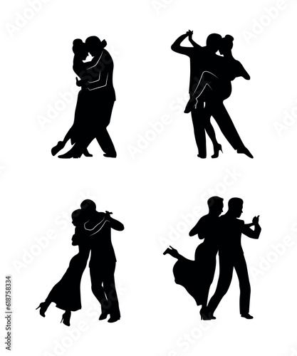 Dance people silhouette vector