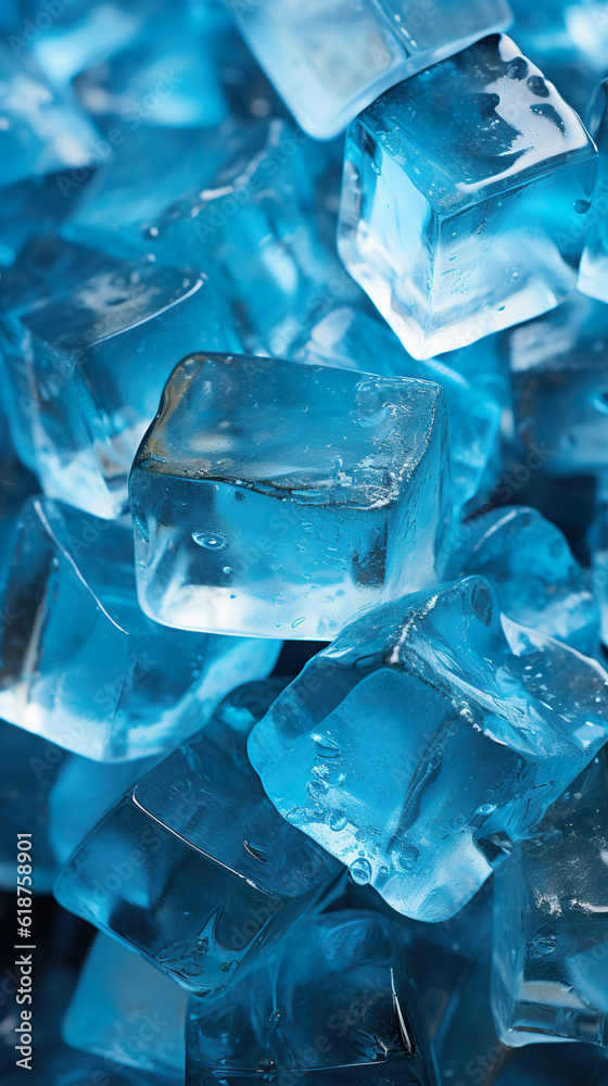 A pile of ice cubes sitting on top of each other. Generative AI. A pile of ice cubes sitting on top of each other. Generative AI.