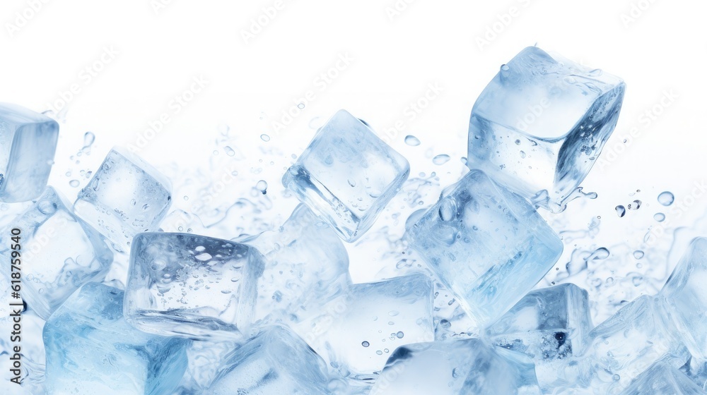 Ice cubes background, ice cube texture, ice wallpaper It makes me feel fresh and feel good. In the summer, ice and cold drinks will make us feel relaxed, Made for beverage business. Generative AI